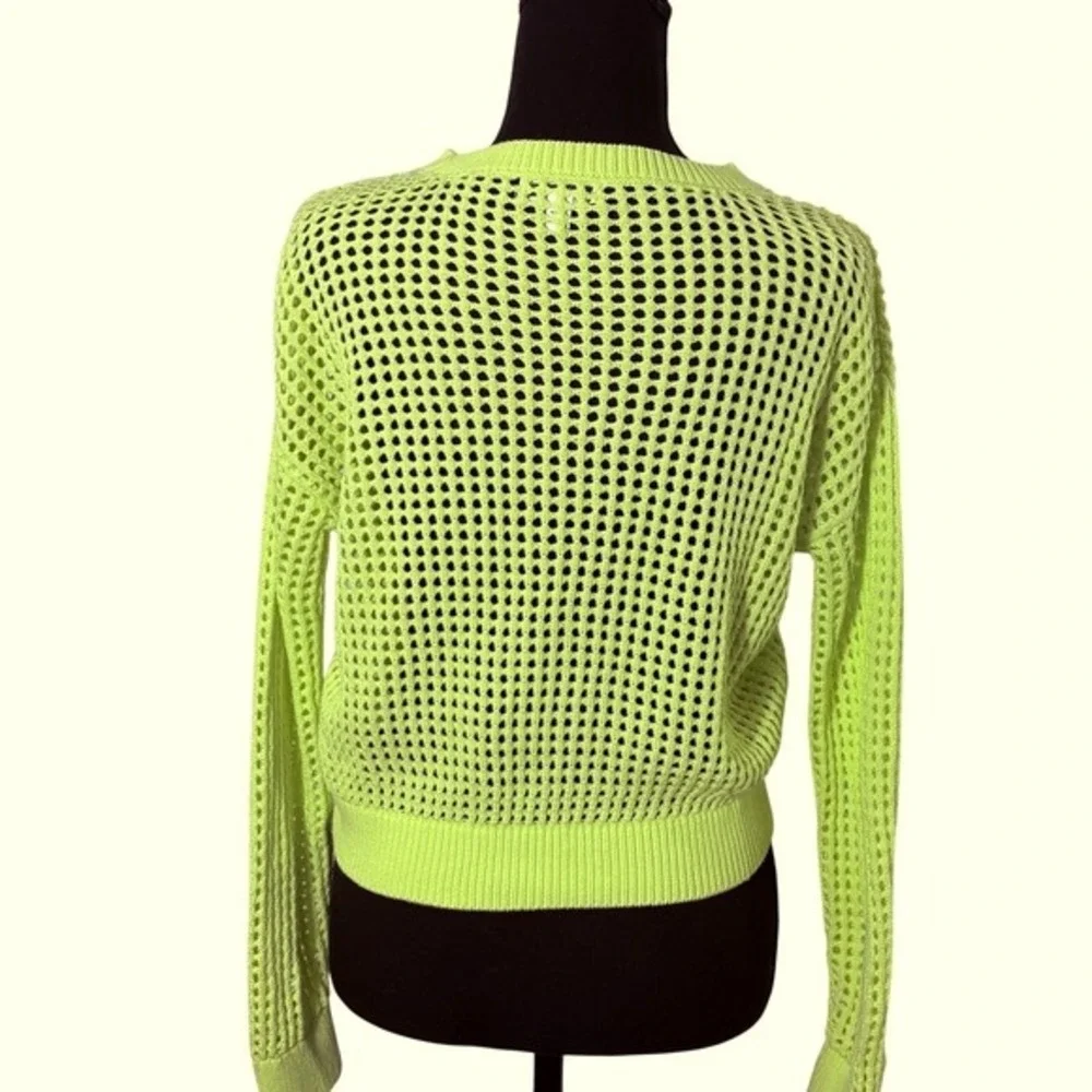 Y2K‎ Neon Mesh Knit Sweater Womens XS Open Knit Indie Sleaze Cyber Cotton Rave